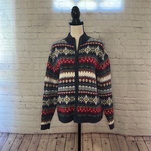 TIARA INTERNATIONAL 2003 Vintage Fair Isle Zip-Up Cardigan
